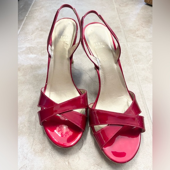 Sexy and stunning Stuart Weitzman red patent leather slingbacks! - Picture 5 of 14